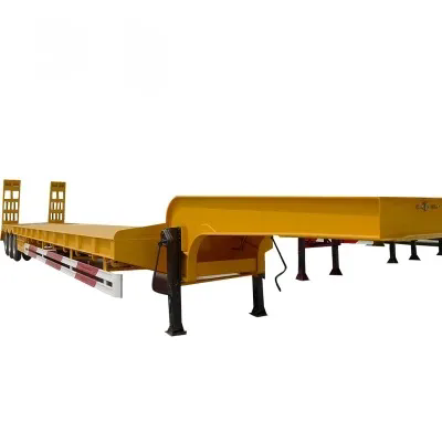 Hydraulically retractable three-axle 60t gooseneck low-bed trailer