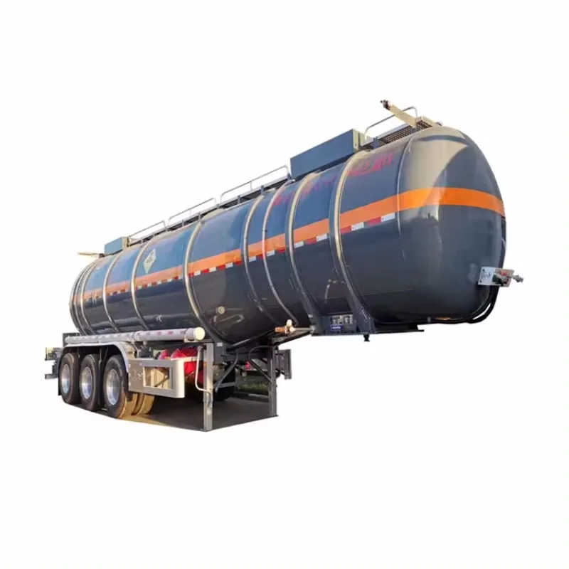 Chemical tanker semi trailer customized 3 axle sulfuric acid solution tank semi trailer 32 cubic meters steel truck trailer