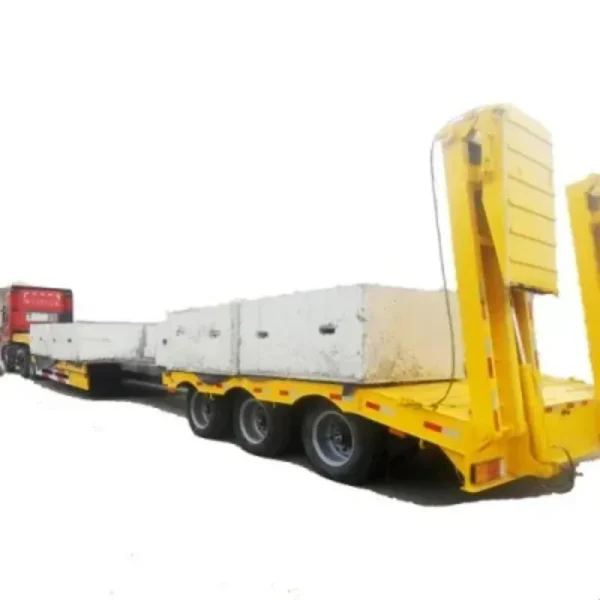 60t 3-axle retractable low bed trailer