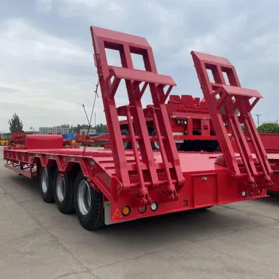 3-axle 80t retractable low bed trailer