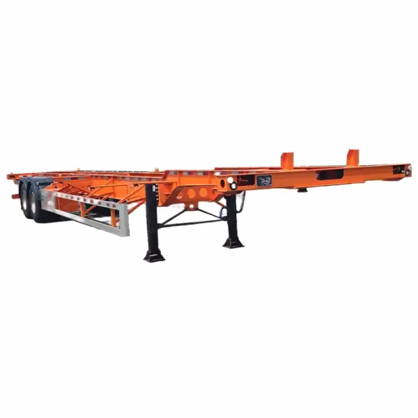 3 axle shipping container skeleton 40ft 60ft gooseneck skeleton chassis semi truck trailer for sale