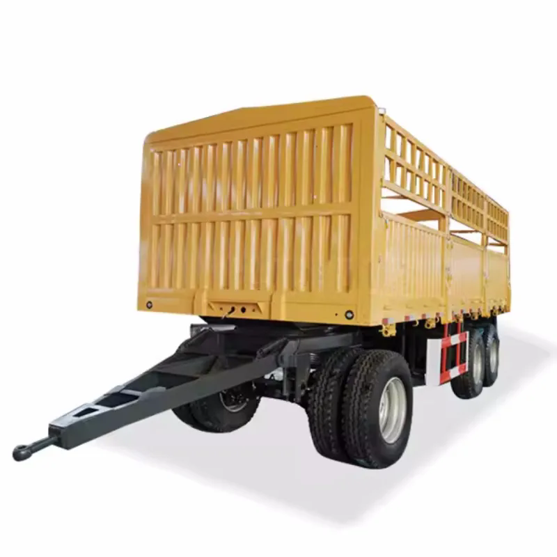 3-axle fence semi-trailer cargo fence full trailer drawbar trailer with side wall