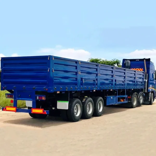 3 Axle Drop Side Panel Sidewall Tri Axle Trailer with Side Wall Panel Grain Cargo Transport Truck Semi Trailer for Sale