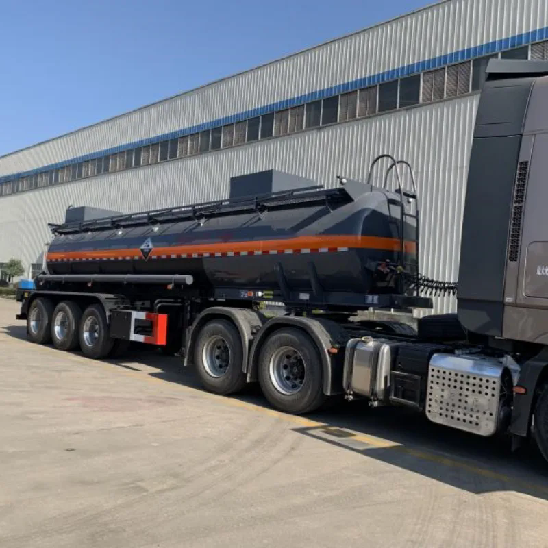 Tank transport semi-trailer for corrosive materials